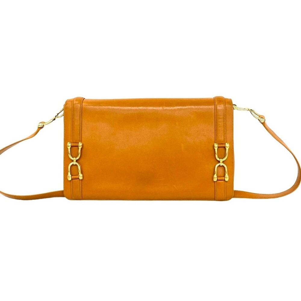 GUCCI Vintage Horseshoe Hardware Leather Semi-Shoulder Bag Brown 22331